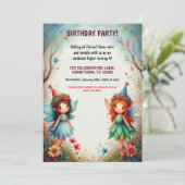 Enchanted Fairy Forest verjaardagsfeestje uitnodig Kaart (Staand voorkant)