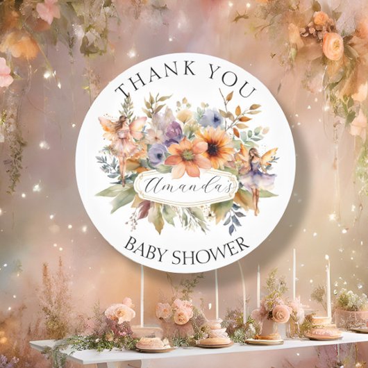 Enchanted Fairy Garden Dank u Baby Girl Douche Ronde Sticker