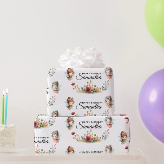 Enchanted Fairy Garden Girl Birthday Party Cadeaupapier (Feestgeschenken)