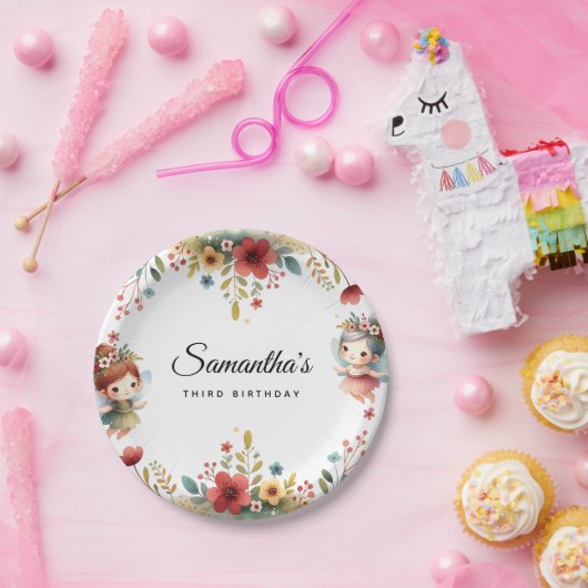 Enchanted Fairy Garden Girl Birthday Party Papieren Bordje (Feest)