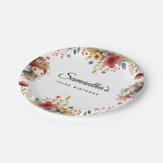 Enchanted Fairy Garden Girl Birthday Party Papieren Bordje (Gekanteld)