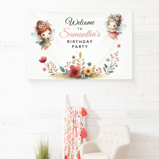 Enchanted Fairy Garden Girl Birthday Party Spandoek (Insitu)