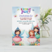 Enchanted Fairy Garden verjaardagsfeestje uitnodig Kaart (Staand voorkant)