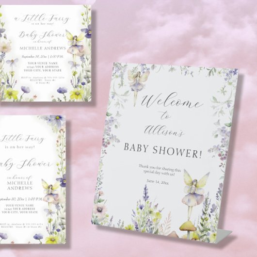 Enchanted Fairy Garden Wildflower Welkomstdouche Reclamebord Met Voetstuk