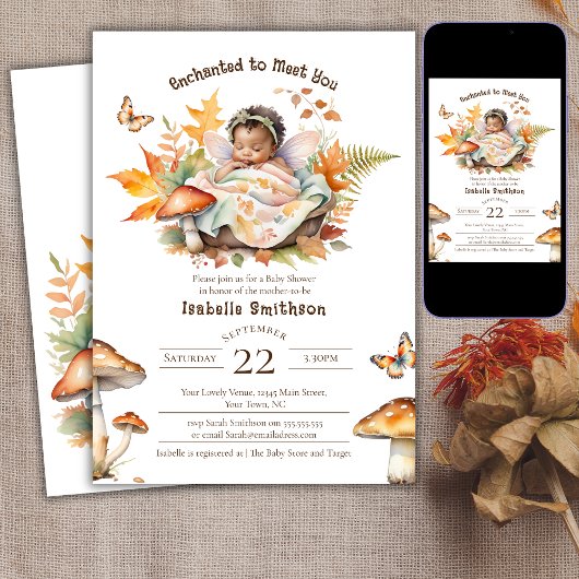 Enchanted Fairy Herfst Autumn Woodland Baby shower Kaart