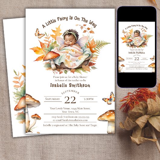 Enchanted Fairy Herfst Autumn Woodland Baby shower Kaart