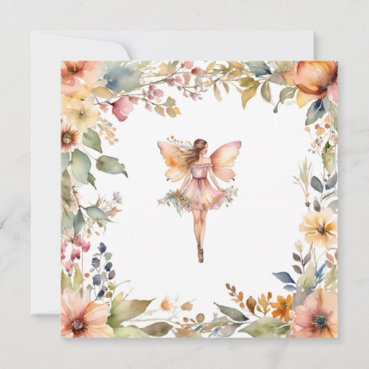 Enchanted Fairy Herfst Floral Daisy Meisje Baby sh Kaart (Achterkant)