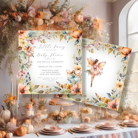 Enchanted Fairy Herfst Floral Mint Meisje Baby sho Kaart