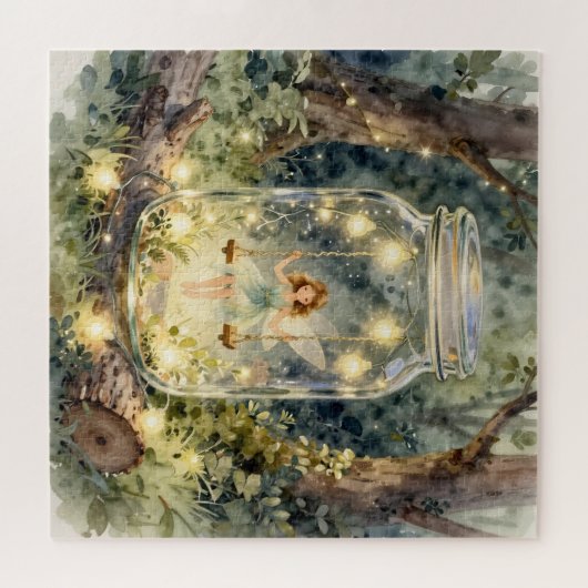 Enchanted Fairy in a Jar in a Magical Forest Legpuzzel (Horizontaal)