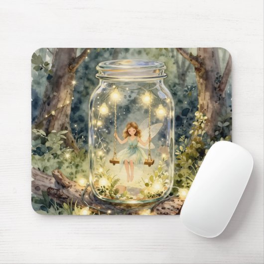 Enchanted Fairy in a Jar in a Magical Forest Muismat (Met muis)