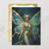 Enchanted Fairy in Gold and Turquoise  Briefkaart (Voorkant / Achterkant)