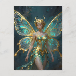 Enchanted Fairy in Gold and Turquoise  Briefkaart