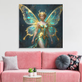 Enchanted Fairy in Gold and Turquoise  Canvas Afdruk (Insitu (Woonkamer))
