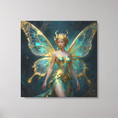 Enchanted Fairy in Gold and Turquoise  Canvas Afdruk (Voorkant)