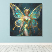 Enchanted Fairy in Gold and Turquoise  Canvas Afdruk (Insitu (Houten vloer))