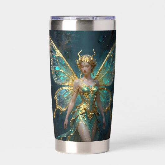 Enchanted Fairy in Gold and Turquoise  Geïsoleerde Drinkbeker (Voorkant)