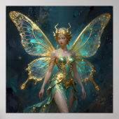 Enchanted Fairy in Gold and Turquoise Poster (Voorkant)