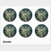 Enchanted Fairy in Gold and Turquoise  Ronde Sticker (Vel)
