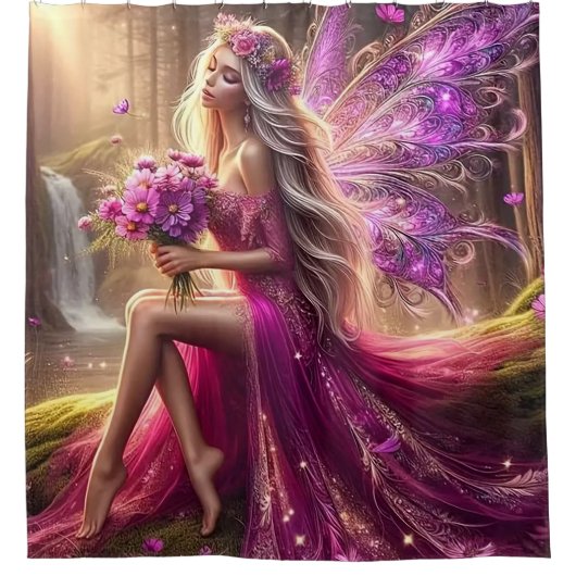 Enchanted Fairy in the Forest Douchegordijn (Voorkant)