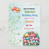 Enchanted Fairy Mushroom Verjaardag uitnodiging (Voorkant / Achterkant)