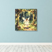 Enchanted Fairy on a Swing in a Magical Forest Canvas Afdruk (Insitu (Houten vloer))