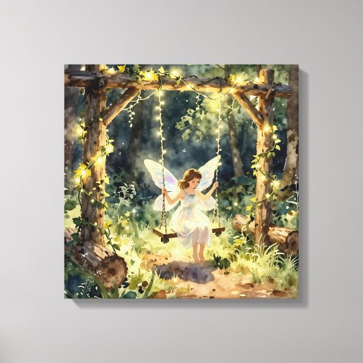 Enchanted Fairy on a Swing in a Magical Forest Canvas Afdruk (Voorkant)