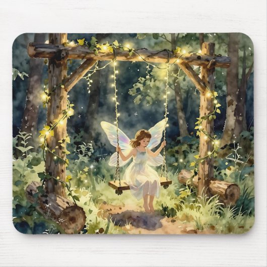Enchanted Fairy on a Swing in a Magical Forest Muismat (Voorkant)