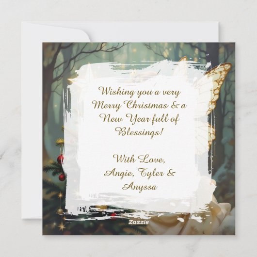 Enchanted Fairy Personalized Christmas Feestdagenkaart (Achterkant)