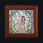 Enchanted Fairy Portal Cadeaudoosje<br><div class="desc">Een magische fee portal met groene wijnstokken glas-in-loodramen keramische tegel voor de kamer van een jong meisje. Een plek om haar sieraden en schatten op te slaan.</div>