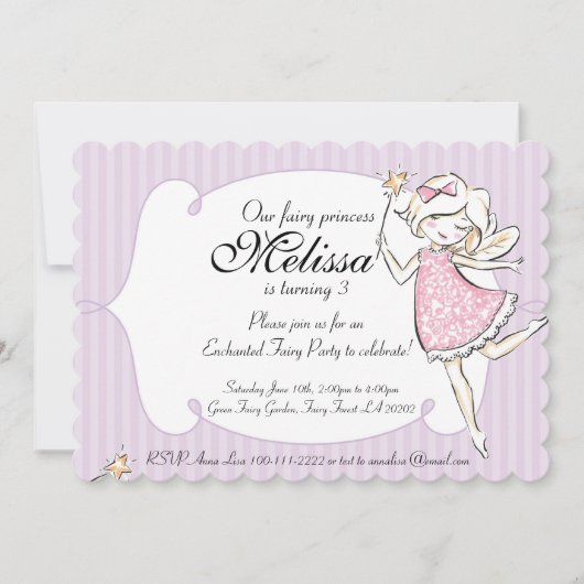 Enchanted Fairy Princess Birthday Party Invitation Kaart (Voorkant)