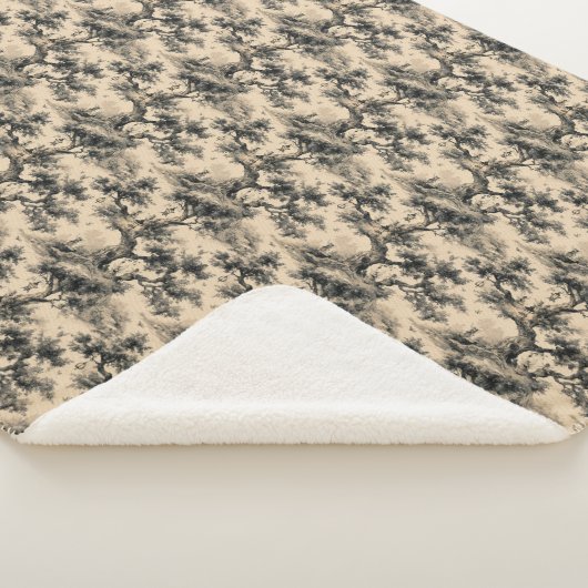 Enchanted Fairy Tale Forest Night Toile De Jouy  Sherpa Deken (3/4)