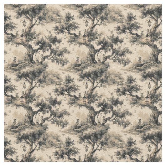 Enchanted Fairy Tale Forest Night Toile De Jouy  Stof (Close Up)