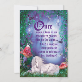 Enchanted Fairy Unicorn Forest Party Invitation Kaart