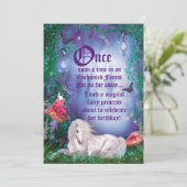 Enchanted Fairy Unicorn Forest Party Invitation Kaart (Staand voorkant)