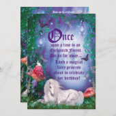 Enchanted Fairy Unicorn Forest Party Invitation Kaart (Voorkant / Achterkant)