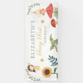 Enchanted Fairy Verjaardag Paddestoel Woodland Spandoek (Verticaal)