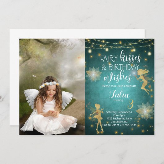 Enchanted Fairy Verjaardag Uitnodiging (Voorkant / Achterkant)