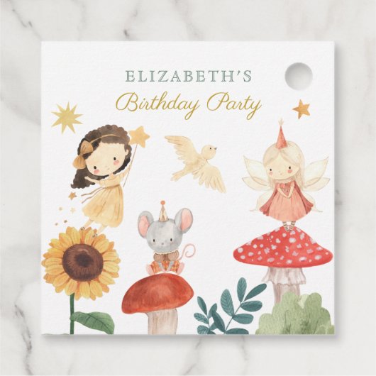 Enchanted Fairy Verjaardagspaddenstoel Bedankjes Labels (Achterkant)