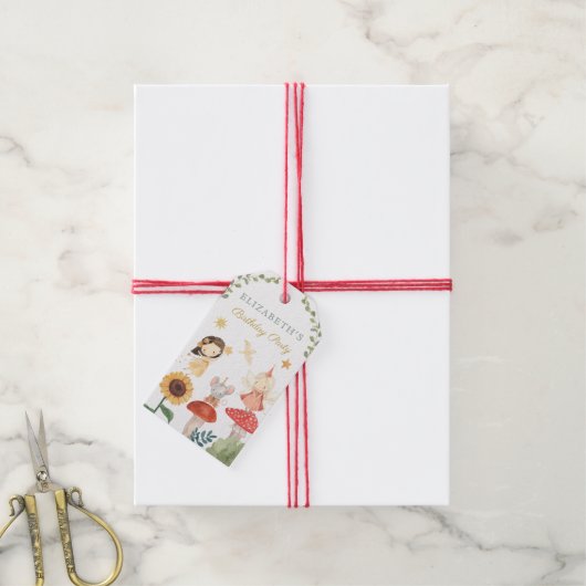 Enchanted Fairy Verjaardagspaddenstoel Cadeaulabel (Met Touw)