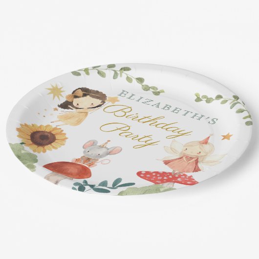 Enchanted Fairy Verjaardagspaddenstoel Papieren Bordje (Gekanteld)