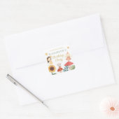 Enchanted Fairy Verjaardagspaddenstoel Vierkante Sticker (Envelop)