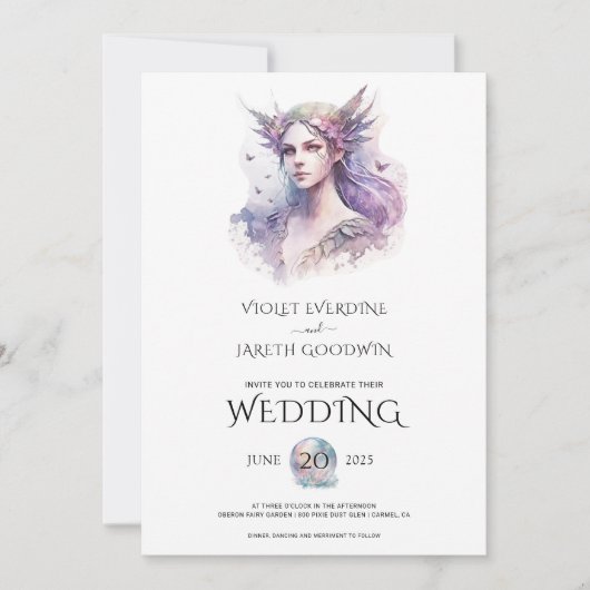 Enchanted Fairy Woodland Wedding Kaart (Voorkant)