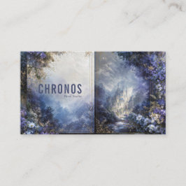 Enchanted Fairytale Castle Purple Floral Gold Mist Visitekaartje