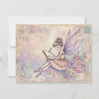 Enchanted fairytale Fairy Flat Holiday Card Feestdagenkaart