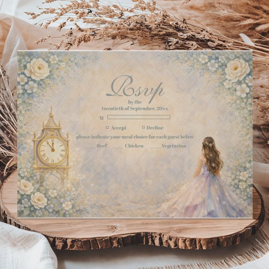 Enchanted Fairytale Garden Quinceañera RSVP Kaartje