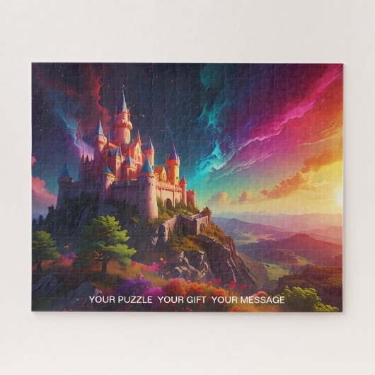 Enchanted Fantasy Castle op de heuvel Legpuzzel (Horizontaal)