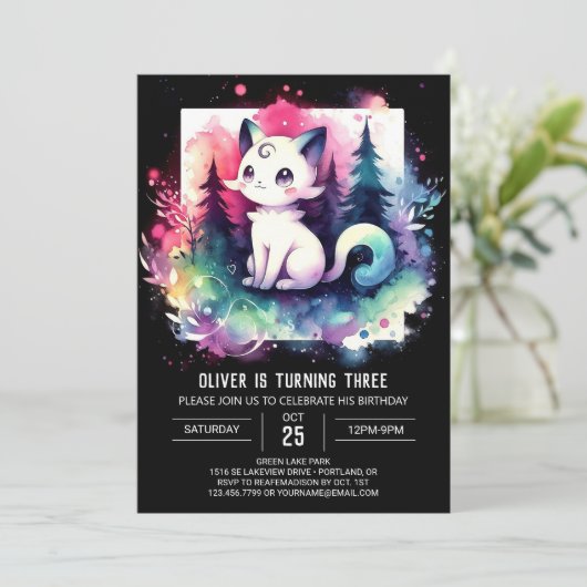 Enchanted Fantasy Cat Kaart (Staand voorkant)