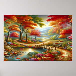 Enchanted Fantasy herfst bos pad Poster