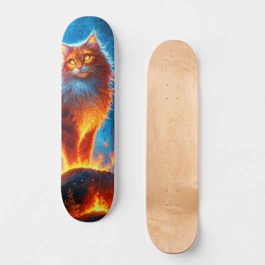 Enchanted Fire Feline Persoonlijk Skateboard (Voorkant)