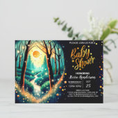Enchanted Fireflies Bossen Baby shower Kaart (Staand voorkant)